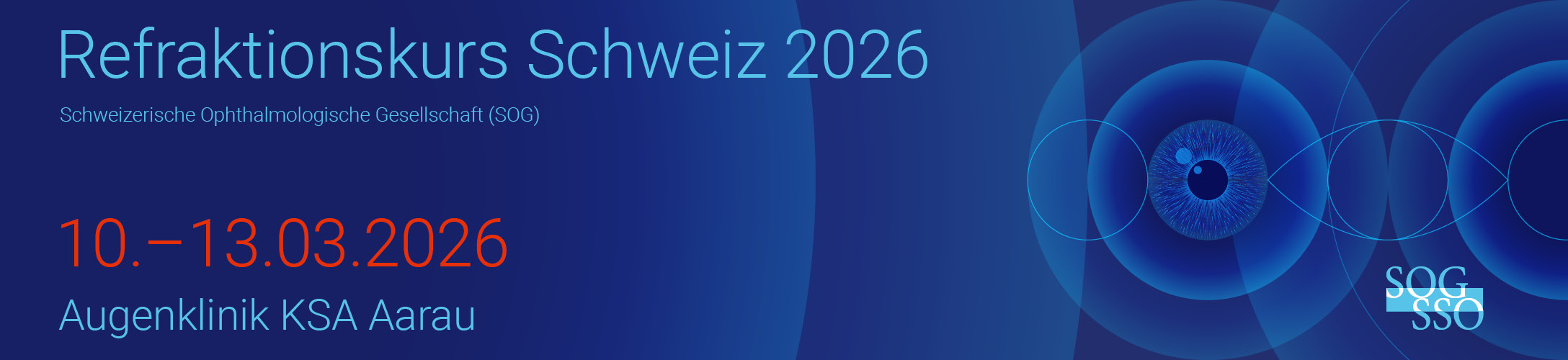 Header Banner für die Konferenz: SOG Refraktionskurs Schweiz 2026. Diese geht vom 10. März 2026 bis 13. März 2026.